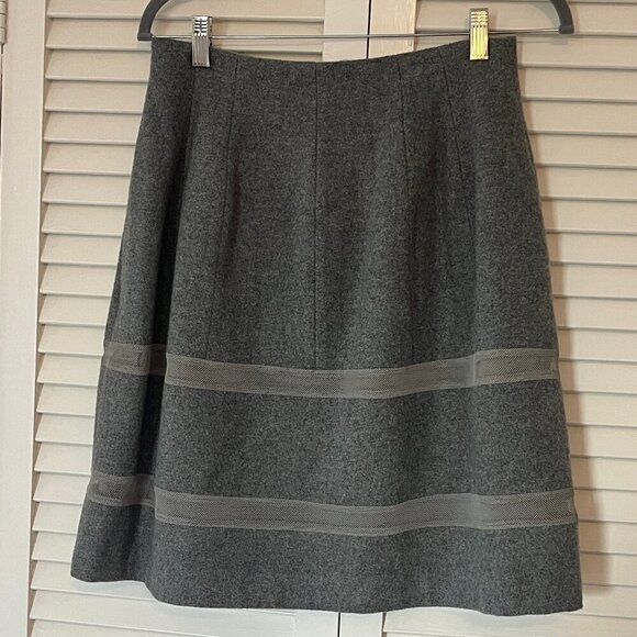 MADEWELL Heather Gray Structured Wool TURNOUT SKIRT 2 Mesh Inset Full Flare - Picture 3 of 10